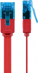 Goobay CAT 6A platt patchkabel, U/UTP, röd kopparledare (CU), 0.5 m