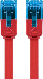 Goobay CAT 6A platt patchkabel, U/UTP, röd kopparledare (CU), 0.5 m