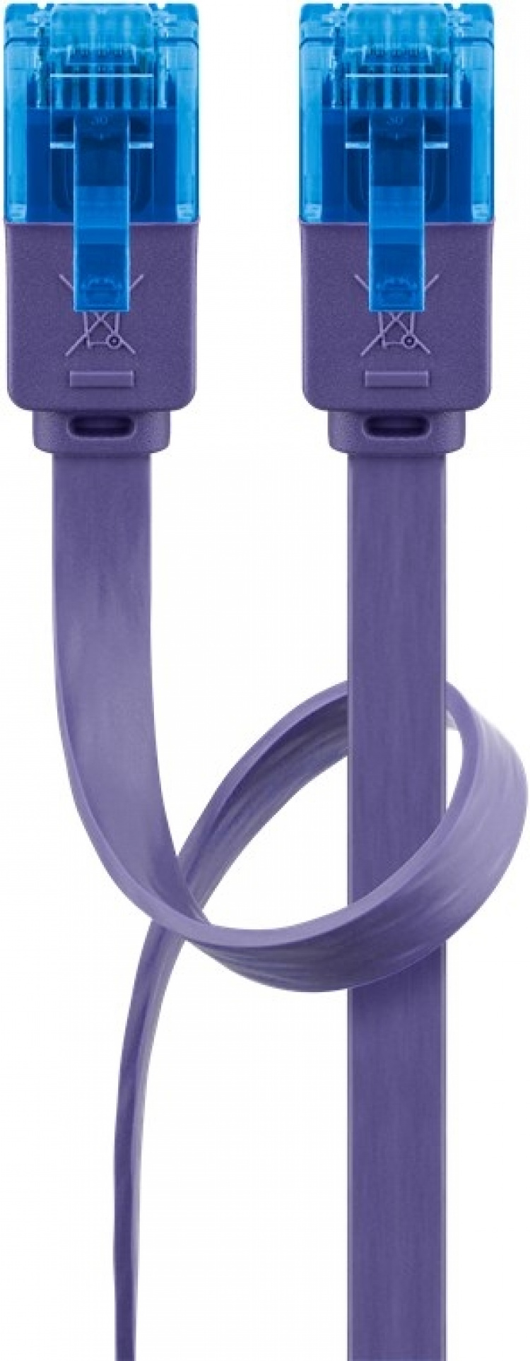 Goobay CAT 6A platt patchkabel, U/UTP, violett kopparledare (CU), 0.5 m