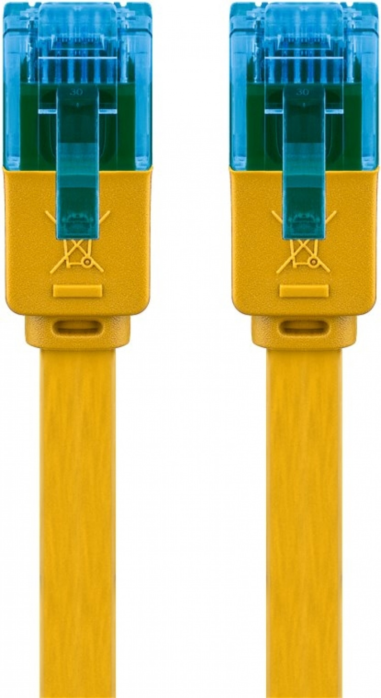 Goobay CAT 6A platt patchkabel, U/UTP, gul kopparledare (CU), 1 m Goobay CAT 6A platt patchkabel, U/UTP, gul kopparledare (CU), 1 m