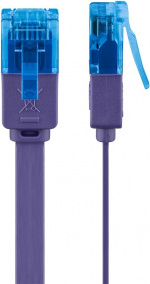 Goobay CAT 6A platt patchkabel, U/UTP, violett kopparledare (CU), 1 m