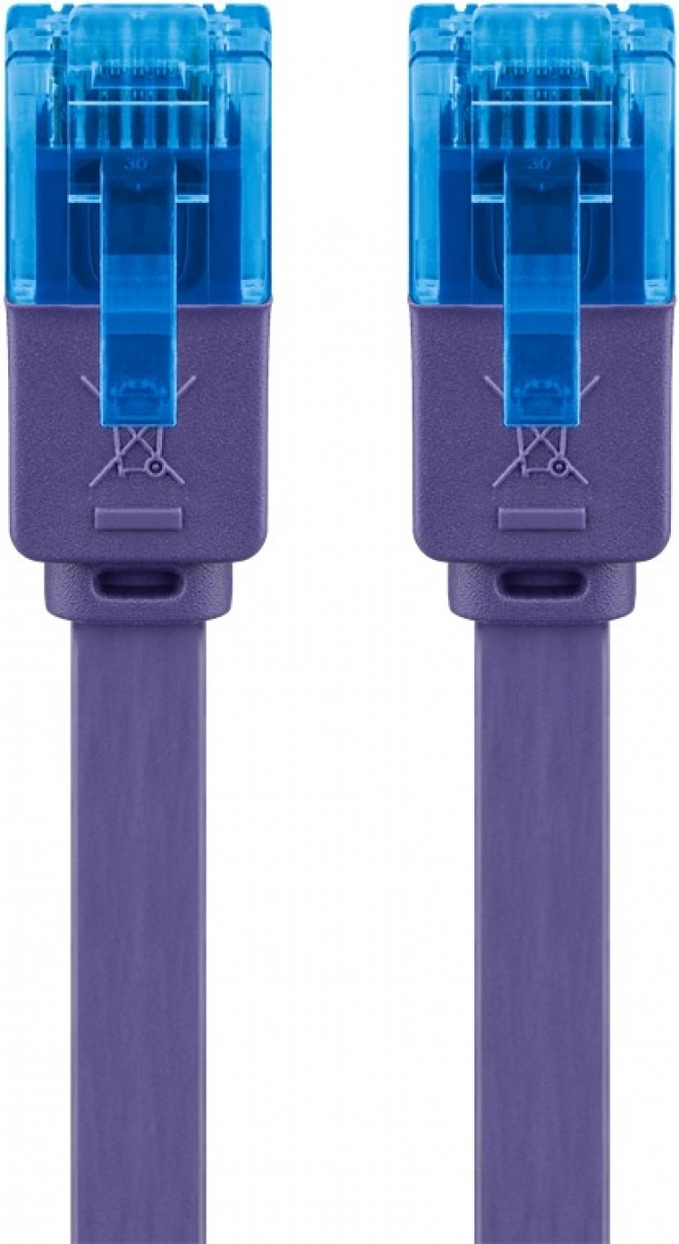 Goobay CAT 6A platt patchkabel, U/UTP, violett kopparledare (CU), 1 m