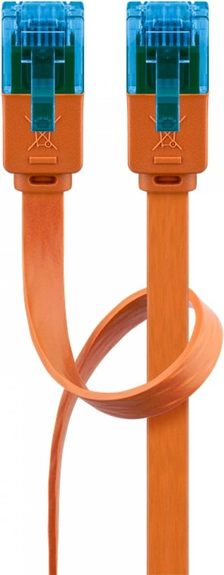 Goobay CAT 6A platt patchkabel, U/UTP, orange kopparledare (CU), 2 m