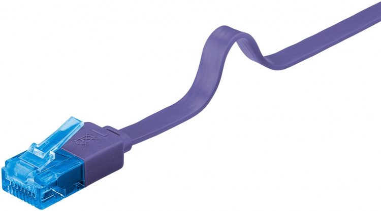 Goobay CAT 6A platt patchkabel, U/UTP, violett kopparledare (CU), 2 m