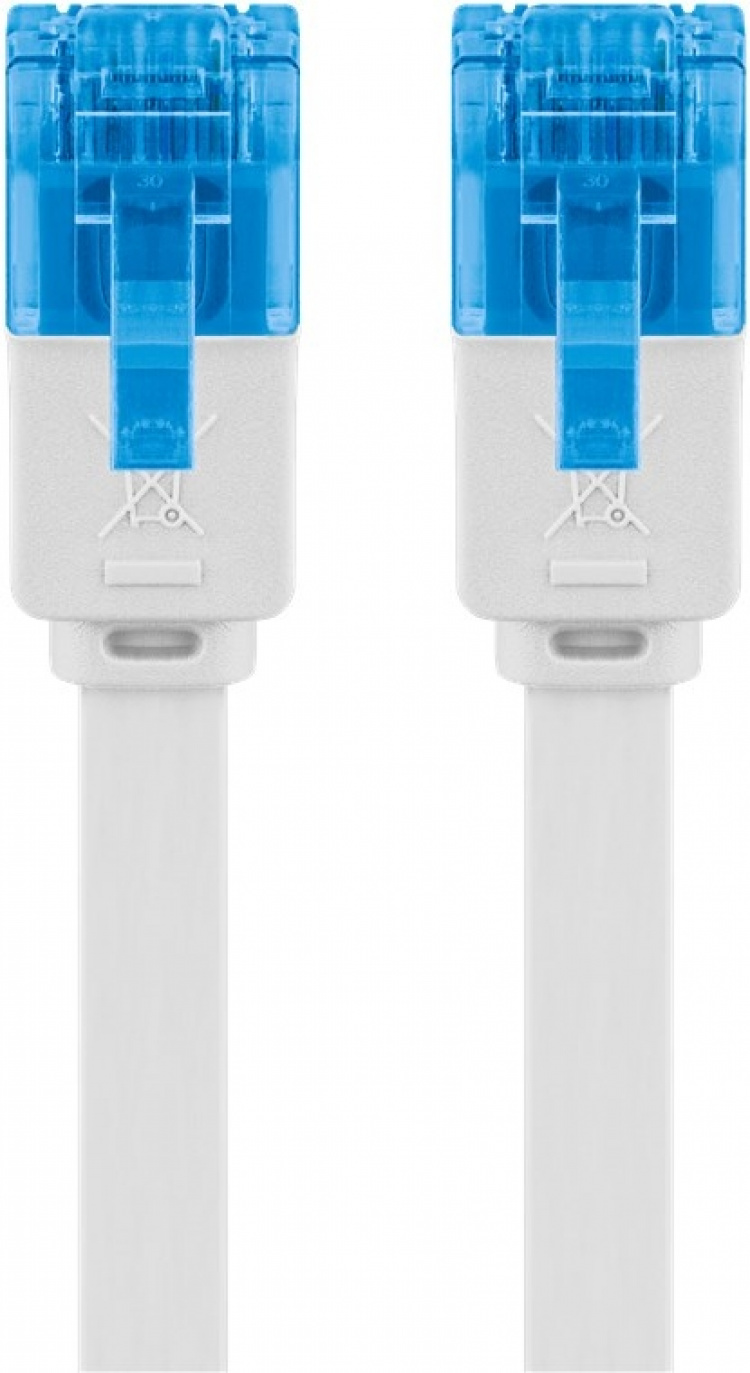Goobay CAT 6A platt patchkabel, U/UTP, vit kopparledare (CU), 2 m