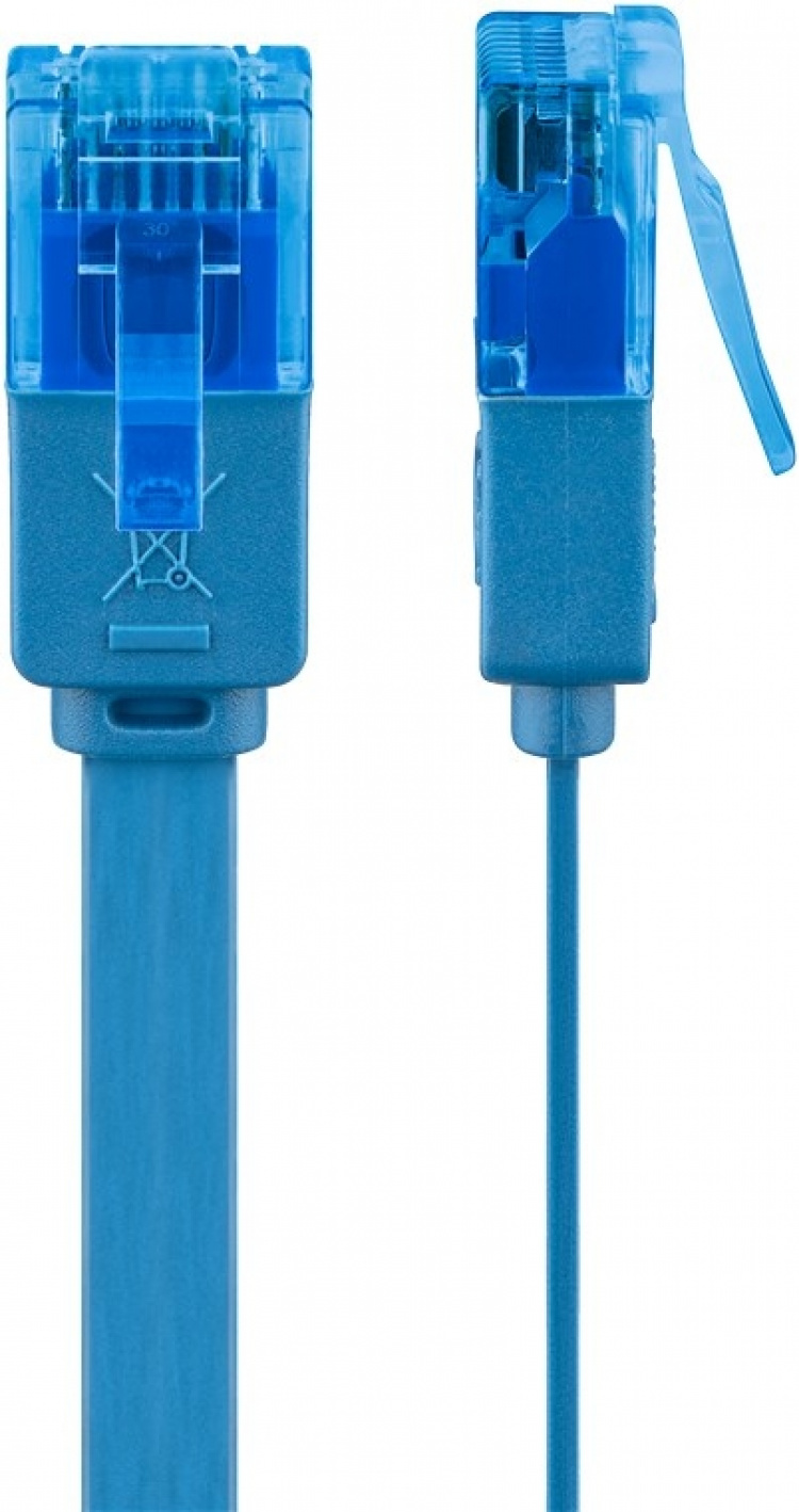 Goobay CAT 6A platt patchkabel, U/UTP, blå kopparledare (CU), 5 m