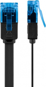 Goobay CAT 6A platt patchkabel, U/UTP, svart kopparledare (CU), 7 m