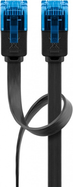 Goobay CAT 6A platt patchkabel, U/UTP, svart kopparledare (CU), 15 m