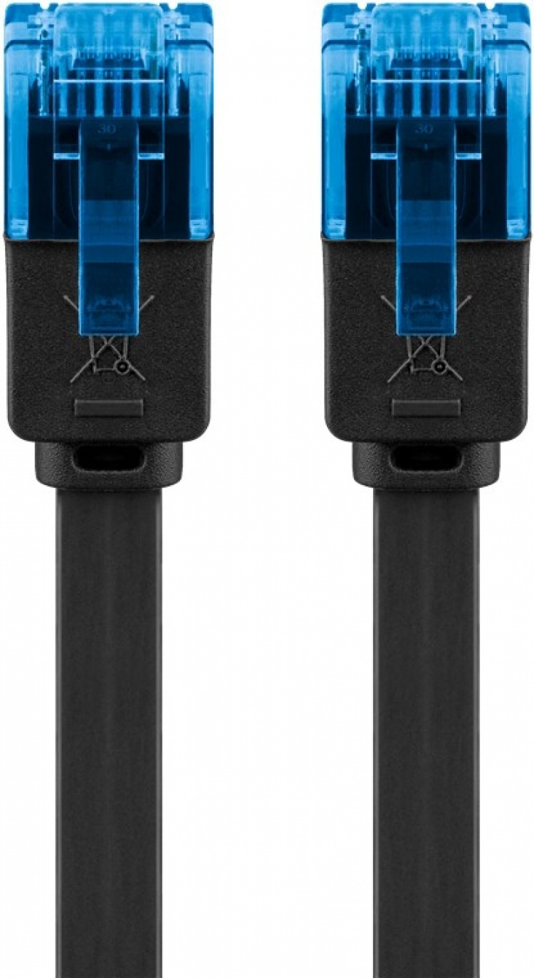 Goobay CAT 6A platt patchkabel, U/UTP, svart kopparledare (CU), 20 m