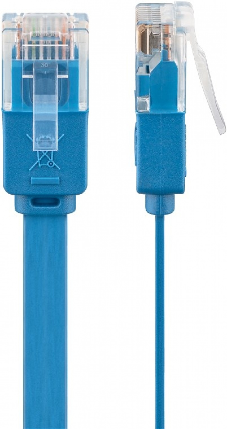 Goobay CAT 6 platt patchkabel, U/UTP, blå kopparledare (CU), 2 m