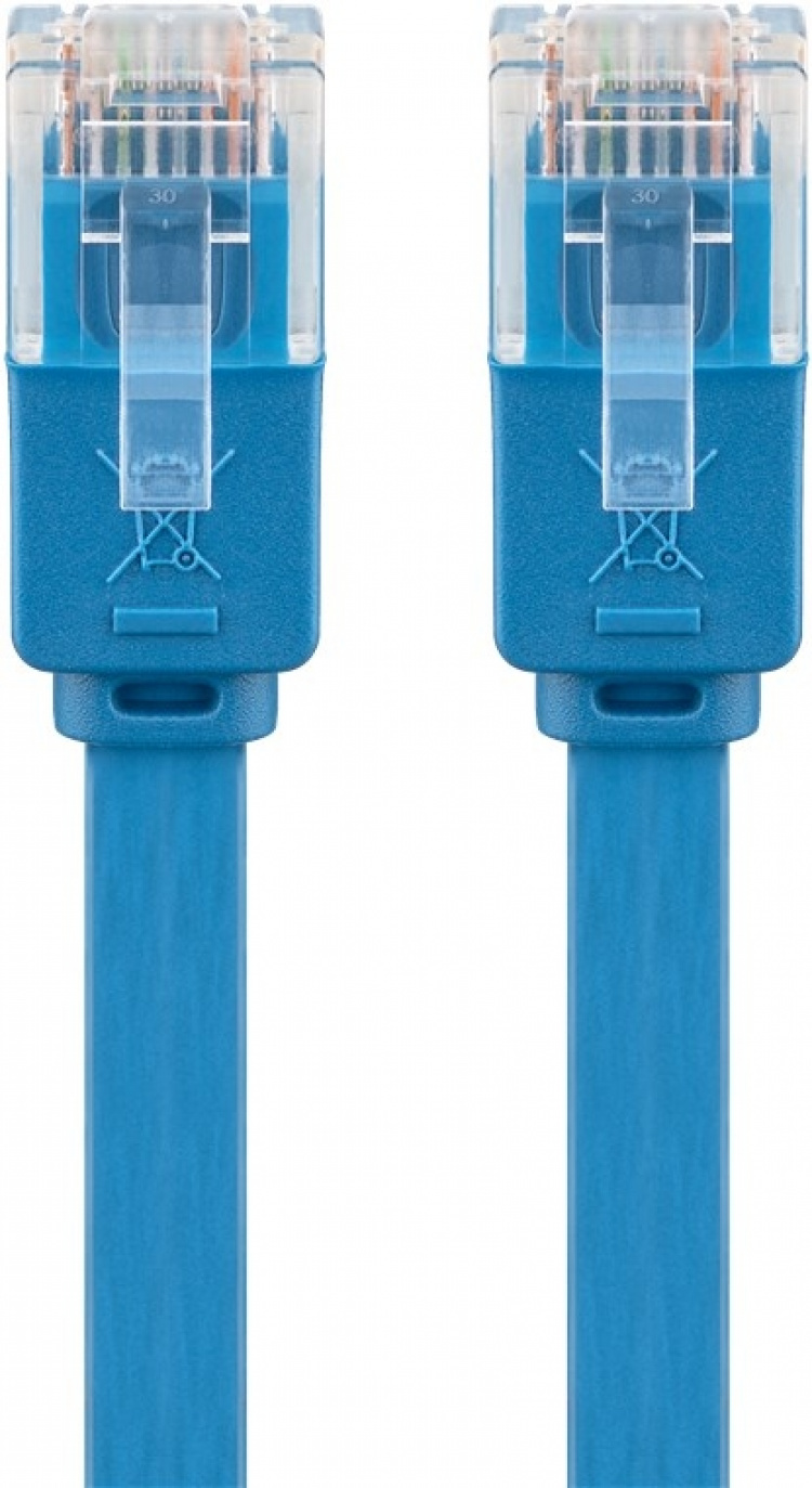 Goobay CAT 6 platt patchkabel, U/UTP, blå kopparledare (CU), 2 m