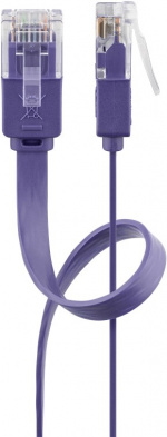 Goobay CAT 6 platt patchkabel, U/UTP, violett kopparledare (CU), 2 m