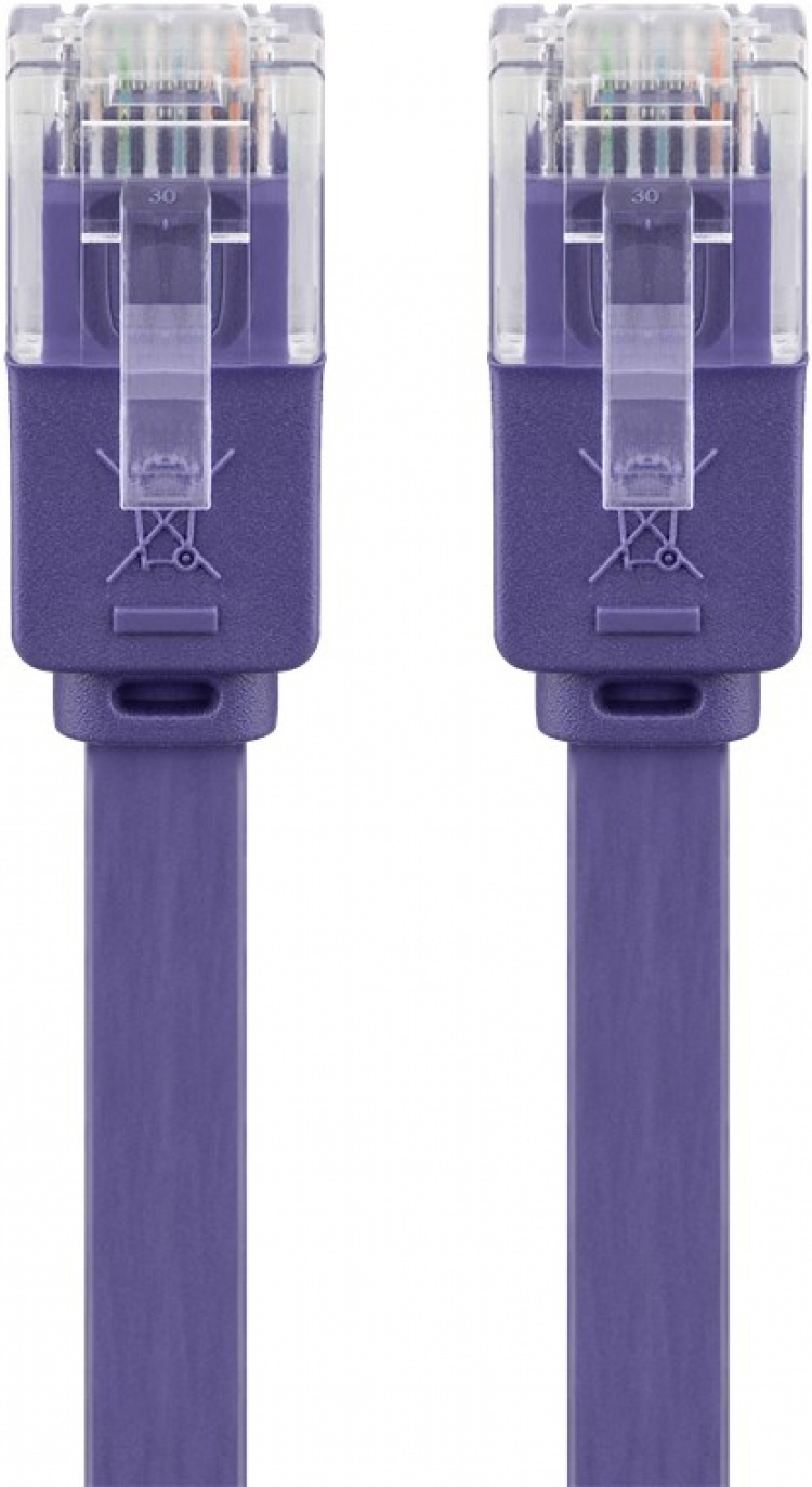 Goobay CAT 6 platt patchkabel, U/UTP, violett kopparledare (CU), 2 m