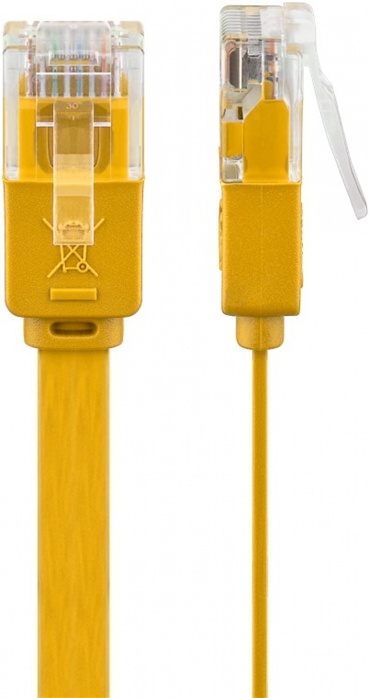 Goobay CAT 6 platt patchkabel, U/UTP, gul kopparledare (CU), 3 m Goobay CAT 6 platt patchkabel, U/UTP, gul kopparledare (CU), 3 m