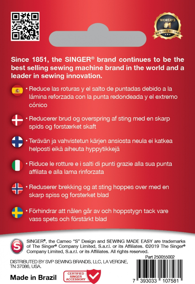 Singer stl 90/110 jeansnål, 5 st