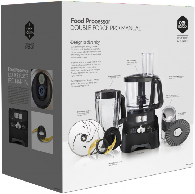 OBH Nordica Double Force Pro Manuell flerfunktionsmaskin, svart