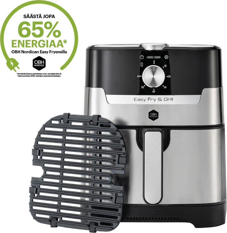 OBH Nordica Easy Fry & Grill Classic+ 2-i-1 airfryer, stål