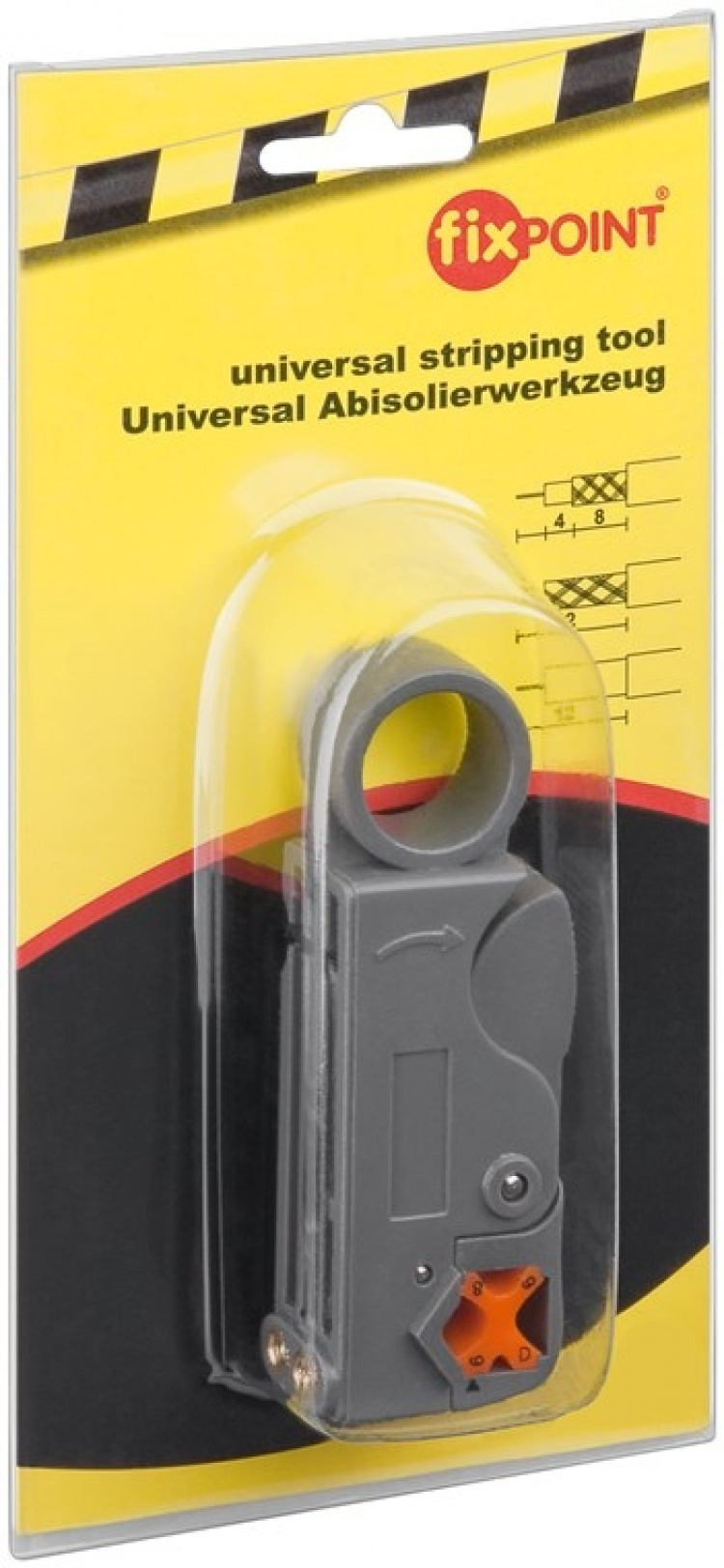 Fixpoint Kabelskalare med 2 skärblad skalningslängd: min. 4 mm, 6 mm, 8 mm och max. 12 mm Fixpoint Kabelskalare med 2 skärblad skalningslängd: min. 4 mm, 6 mm, 8 mm och max. 12 mm