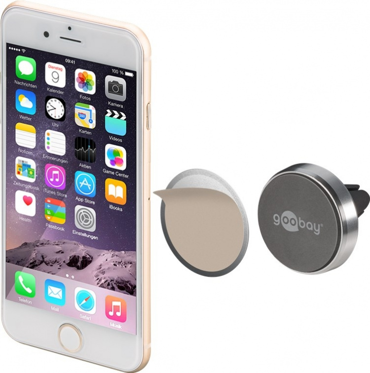 Goobay Universell magnethållare i smal design För enkel och säker fastsättning av små mobila enheter i fordonet Goobay Universell magnethållare i smal design För enkel och säker fastsättning av små mobila enheter i fordonet