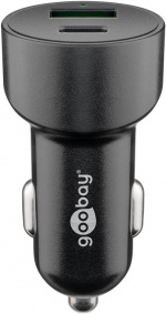 Goobay Dubbel USB-billadare USB-C™ PD (Power Delivery) (48 W) 48 W (12/24 V) USB-A/USB-C™ lämplig för enheter med USB-C™ (Power Delivery), t.ex. iPhone 12