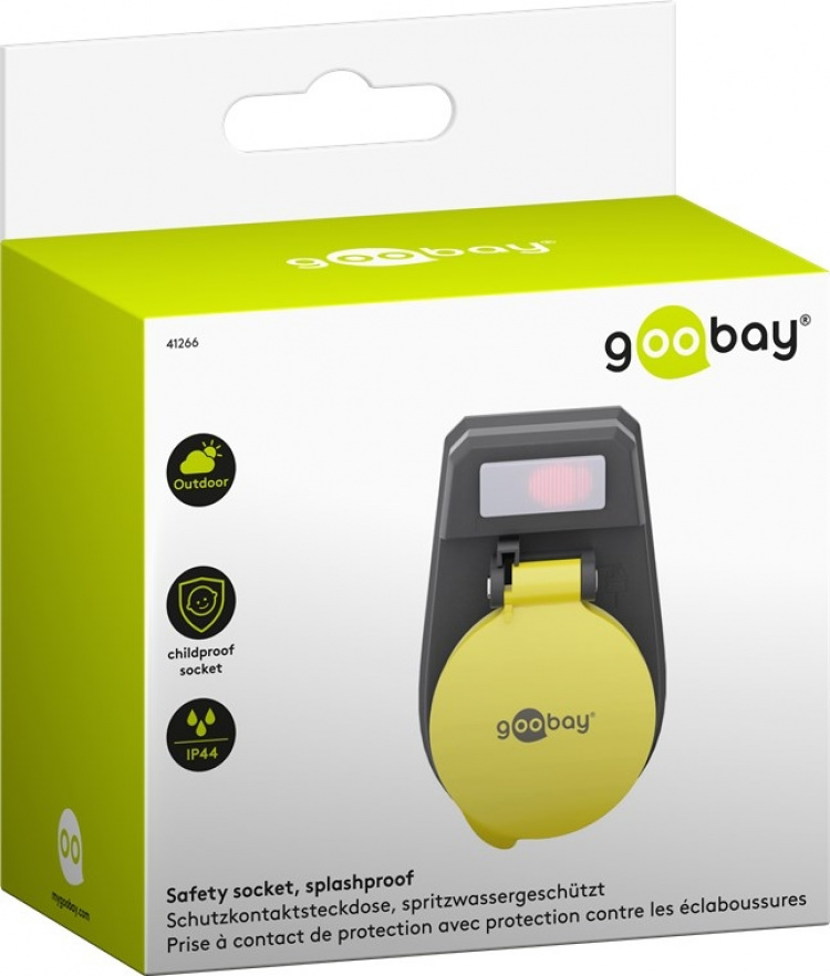 Goobay Adapter för uttag med brytare, stänkskydd jordat gernuttag för utomhusbruk, 1 uttag