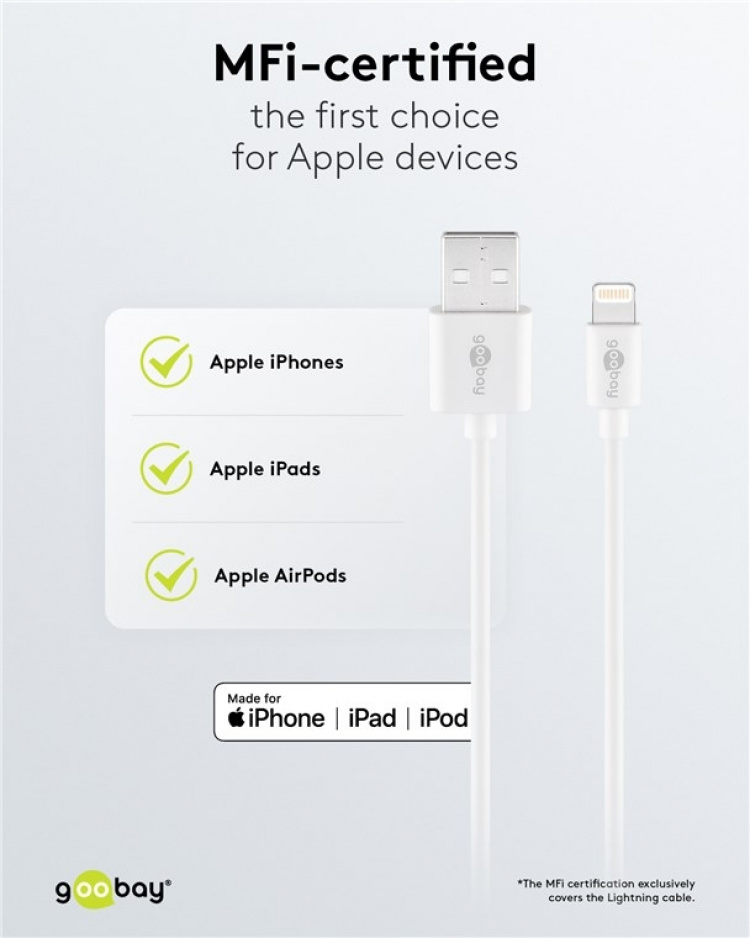 Goobay Apple Lightning laddningssats (5 W) Strömförsörjning med Apple Lightning-kabel 1 m (vit) Goobay Apple Lightning laddningssats (5 W) Strömförsörjning med Apple Lightning-kabel 1 m (vit)