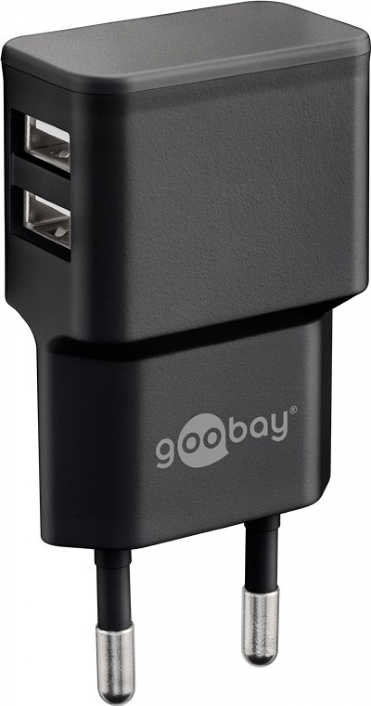Goobay Apple Lightning Dual laddningssats (12 W) Strömförsörjningsenhet med 2x USB-uttag och Apple Lightning-kabel 1 m (svart) Goobay Apple Lightning Dual laddningssats (12 W) Strömförsörjningsenhet med 2x USB-uttag och Apple Lightning-kabel 1 m (svart)