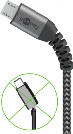 Goobay Micro-USB till USB-A textilkabel med metallkontakter 0,5 m elegant och extra robust anslutningskabel för enheter med Micro-USB-anslutning Goobay Micro-USB till USB-A textilkabel med metallkontakter 0,5 m elegant och extra robust anslutningskabel för enheter med Micro-USB-anslutning