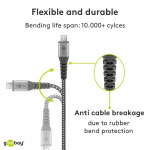 Goobay Micro-USB till USB-A textilkabel med metallkontakter 1 m elegant och extra robust anslutningskabel för enheter med Micro-USB-anslutning