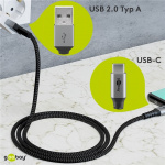 Goobay USB-C™ till USB-A textilkabel med metallkontakter 0,5 m elegant och extra robust anslutningskabel för enheter med USB-C™-port