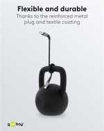 Goobay USB-C™ till USB-A textilkabel med metallkontakter 1 m elegant och extra robust anslutningskabel för enheter med USB-C™-port Goobay USB-C™ till USB-A textilkabel med metallkontakter 1 m elegant och extra robust anslutningskabel för enheter med USB-C™-port