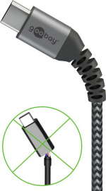 Goobay USB-C™-till-USB-C™-textilkabel med metallkontakter 2 m elegant och extra robust anslutningskabel för enheter med USB-C™-port Goobay USB-C™-till-USB-C™-textilkabel med metallkontakter 2 m elegant och extra robust anslutningskabel för enheter med USB-C™-port