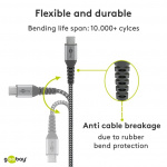 Goobay USB-C™-till-USB-C™-textilkabel med metallkontakter 2 m elegant och extra robust anslutningskabel för enheter med USB-C™-port Goobay USB-C™-till-USB-C™-textilkabel med metallkontakter 2 m elegant och extra robust anslutningskabel för enheter med USB-C™-port