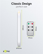 Goobay Set med 5 vita LED riktiga vax stav ljus, inkl. fjärrkontroll Vacker och säker belysningslösning för många områden som hus och loggia, kontor eller skolor