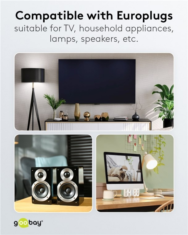 Goobay Förlängningskabel Europlug, 3 m, vit Europlug (typ C, CEE 7/16) > Europeiskt uttag Goobay Förlängningskabel Europlug, 3 m, vit Europlug (typ C, CEE 7/16) > Europeiskt uttag