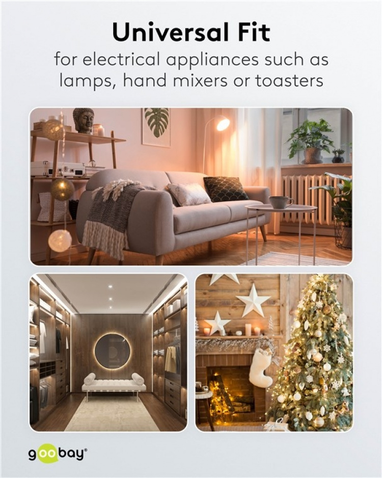 Goobay Kabel med euro-kontakt för montering, 1,5 m, grå Euro-kontakt (typ C, CEE 7/16) > lösa kabeländar