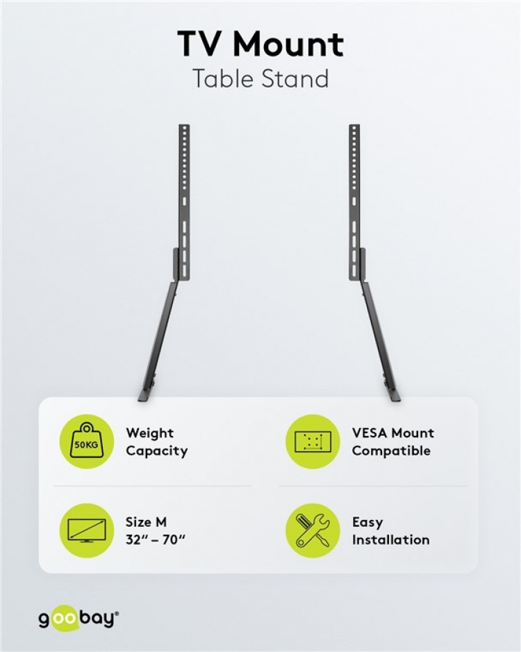 Goobay TV bordsställ för TV-apparater och monitorer mellan 32 och 70 tum (81-178 cm) upp till 50 kg, lutas