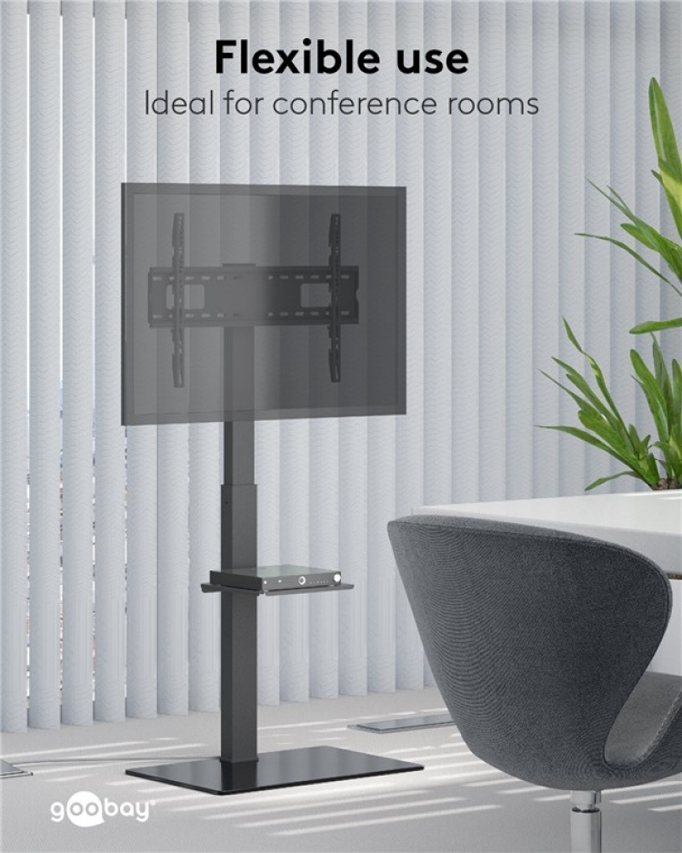 Goobay TV-golvstativ Basic (storlek L) för TV-apparater och bildskärmar mellan 37 och 70 tum (94-178 cm) upp till 40 kg, svängbar Goobay TV-golvstativ Basic (storlek L) för TV-apparater och bildskärmar mellan 37 och 70 tum (94-178 cm) upp till 40 kg, svängbar