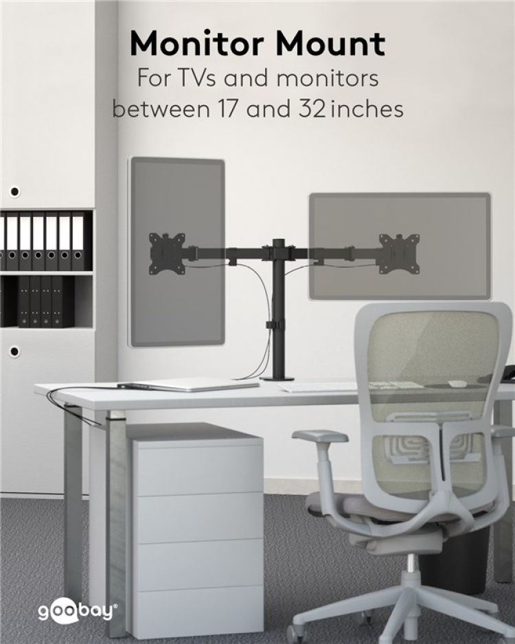 Goobay Dubbel bildskärmsfäste Flex för bildskärmar mellan 17 och 32 tum (43-81 cm)