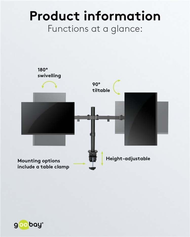 Goobay Dubbel bildskärmsfäste Flex för bildskärmar mellan 17 och 32 tum (43-81 cm)