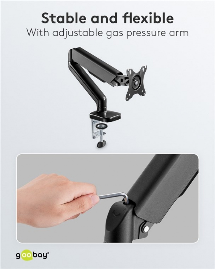 Goobay Skärmfäste med gasfjäder för skärmar mellan 17 och 32 tum (43-81 cm)