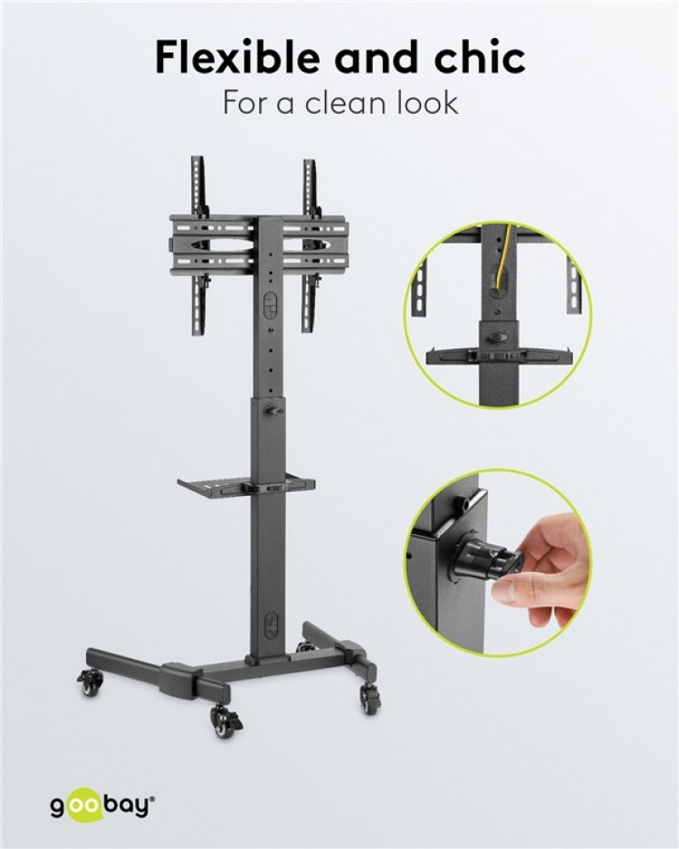 Goobay TV-presentationsställ Basic (storlek L) för TV-apparater eller monitorer mellan 37 och 70 tum (94-178 cm) upp till 35 kg Goobay TV-presentationsställ Basic (storlek L) för TV-apparater eller monitorer mellan 37 och 70 tum (94-178 cm) upp till 35 kg