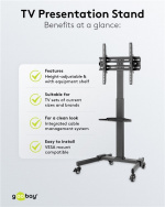 Goobay TV-presentationsställ Basic (storlek L) för TV-apparater eller monitorer mellan 37 och 70 tum (94-178 cm) upp till 35 kg Goobay TV-presentationsställ Basic (storlek L) för TV-apparater eller monitorer mellan 37 och 70 tum (94-178 cm) upp till 35 kg