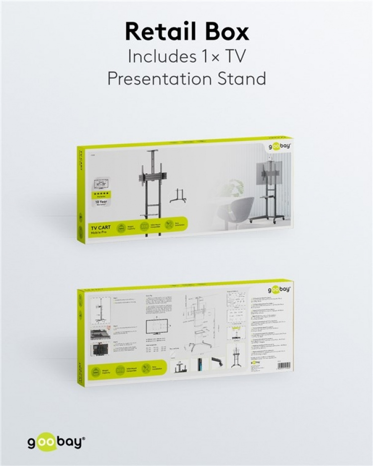 Goobay TV-presentationsstativ Pro (storlek L) för TV-apparater och monitorer mellan 37 och 70 tum (94-178 cm) upp till 50 kg, vinklingsbar