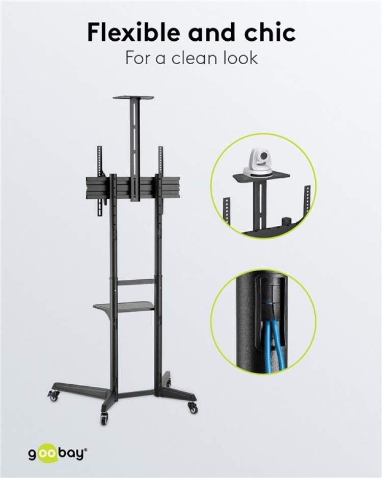 Goobay TV-presentationsstativ Pro (storlek L) för TV-apparater och monitorer mellan 37 och 70 tum (94-178 cm) upp till 50 kg, vinklingsbar