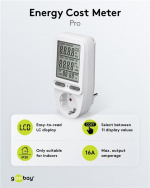 Goobay Digital energimätare Pro för mätning av energiförbrukningen för elektriska hushållsapparater Goobay Digital energimätare Pro för mätning av energiförbrukningen för elektriska hushållsapparater