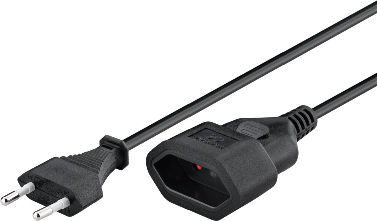 Goobay Förlängningskabel Europlug, 2 m, svart Europlug (typ C, CEE 7/16) > Europeiskt uttag