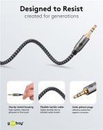 Goobay Ljudanslutningskabel AUX, 3,5 mm stereo, 3 m, Sharkskin Grey Pawl 3,5 mm plugg (3-stift, Stereo) > Pawl 3,5 mm plugg (3-stift, Stereo) Goobay Ljudanslutningskabel AUX, 3,5 mm stereo, 3 m, Sharkskin Grey Pawl 3,5 mm plugg (3-stift, Stereo) > Pawl 3,5 mm plugg (3-stift, Stereo)