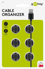 Goobay Kabelhantering 2 urtag, svart 6-pack för att ordna och fästa, avtagbar Goobay Kabelhantering 2 urtag, svart 6-pack för att ordna och fästa, avtagbar