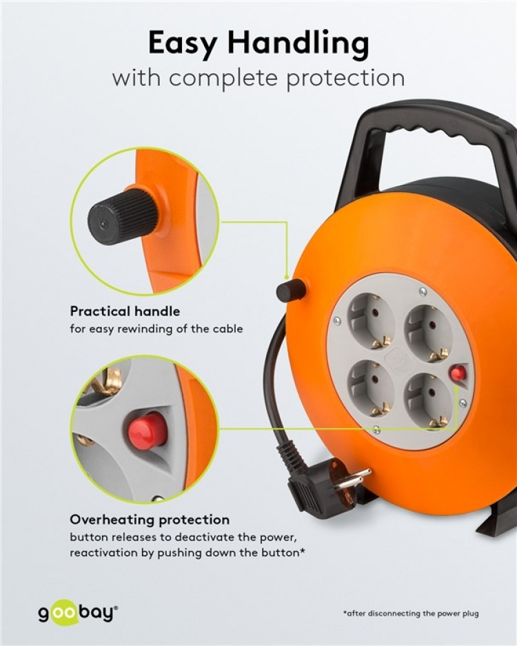 Goobay Kabeltrumma 15 m Praktiskt och lämpligt för inomhusbruk